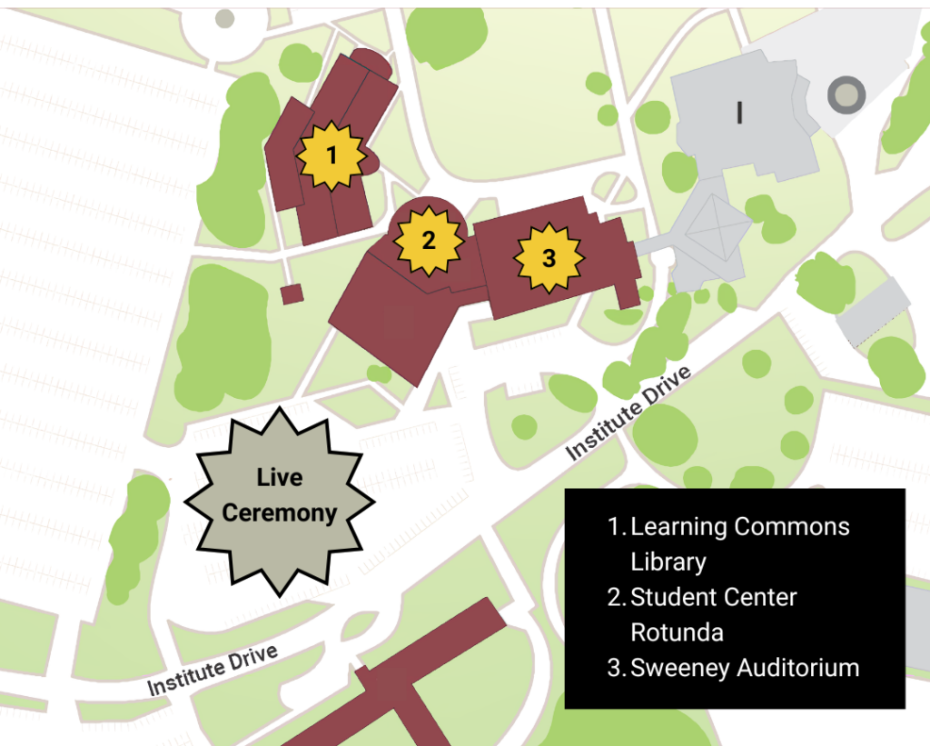 Map of commencement streaming locations